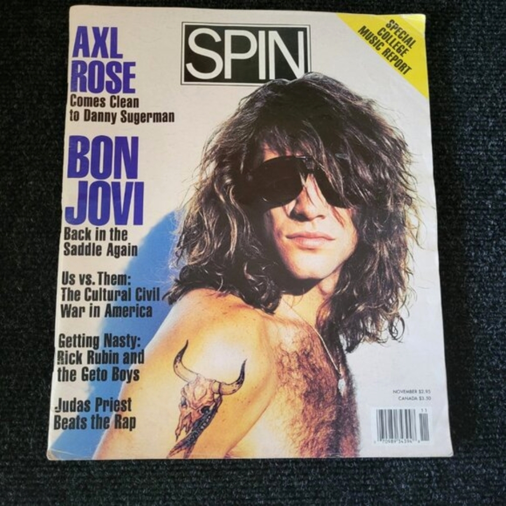 SPIN MAGAZINE Jon Bon Jovi November 1990 Axl Rose Judas Priest Rick Rubin